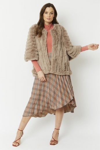 JAYLEY Mocha Faux Fur Striped Coat