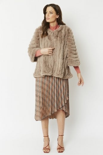 JAYLEY Mocha Faux Fur Striped Coat