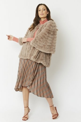 JAYLEY Mocha Faux Fur Striped Coat