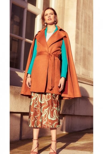 JAYLEY Mocha Faux Suede 2 in 1 Cape Coat