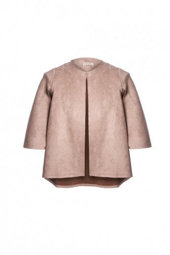 JAYLEY Mocha Faux Suede Cape Jacket