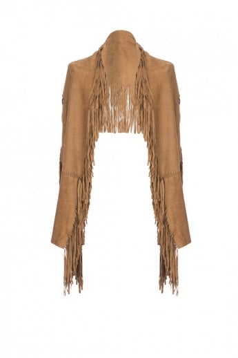 JAYLEY Mocha Faux Suede Cape