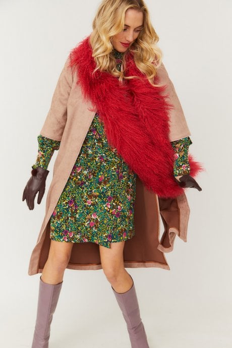 JAYLEY Mocha Faux Suede Coat