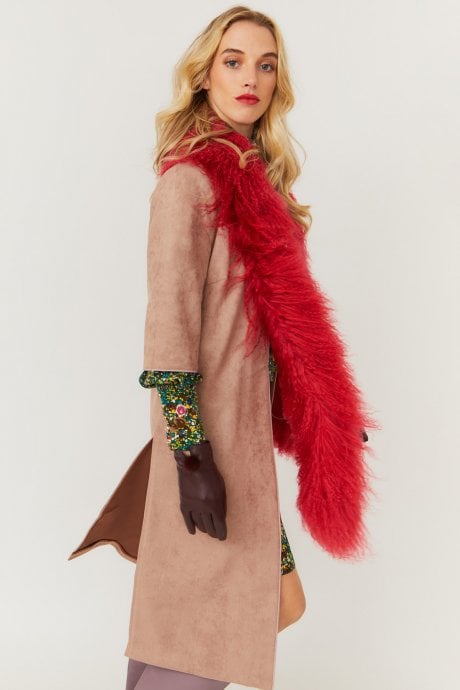 JAYLEY Mocha Faux Suede Coat
