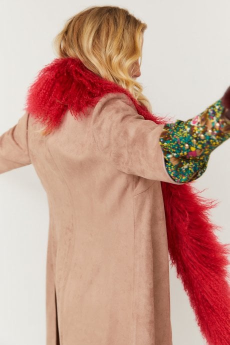 JAYLEY Mocha Faux Suede Coat