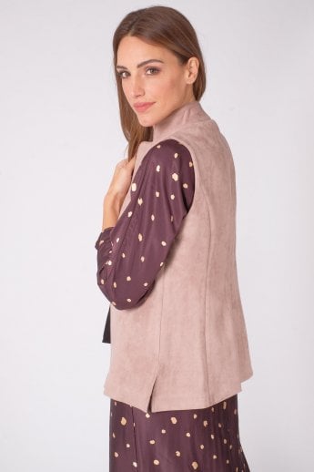 JAYLEY Mocha Faux Suede Gilet | Waistcoat