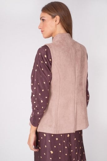 JAYLEY Mocha Faux Suede Gilet | Waistcoat