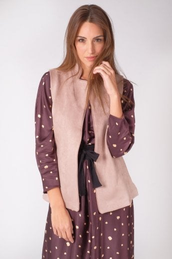 JAYLEY Mocha Faux Suede Gilet | Waistcoat