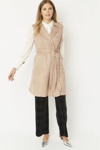 JAYLEY Mocha Faux Suede Gilet | Waistcoat