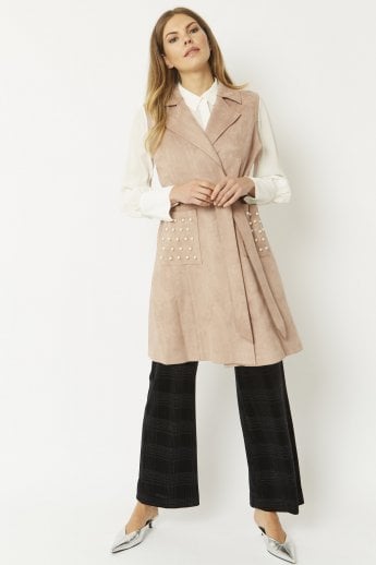 JAYLEY Mocha Faux Suede Gilet | Waistcoat