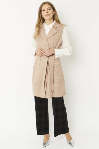 JAYLEY Mocha Faux Suede Gilet | Waistcoat