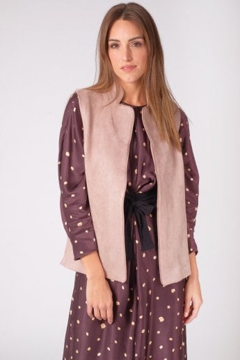 JAYLEY Mocha Faux Suede Gilet | Waistcoat