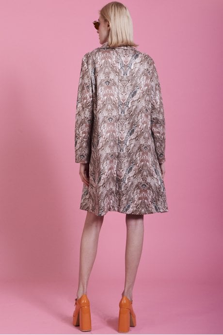 JAYLEY Mocha Faux Suede Snakeskin Effect Trench Jacket