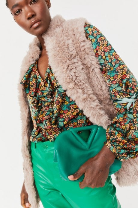 JAYLEY Mocha Hand Knitted Faux Fur Gilet | Waistcoat