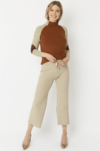 JAYLEY Mocha Knitted Wool Trousers