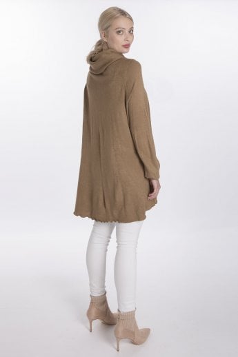 JAYLEY Mocha Light Knitted Sleeved Cape