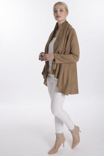 JAYLEY Mocha Light Knitted Sleeved Cape
