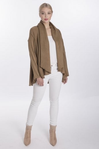 JAYLEY Mocha Light Knitted Sleeved Cape