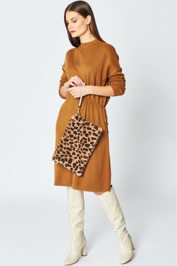 JAYLEY Mocha Luxury Faux Fur Bag