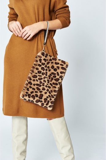 JAYLEY Mocha Luxury Faux Fur Bag