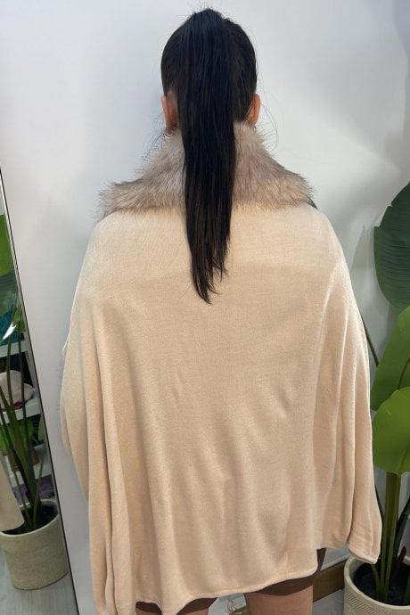 JAYLEY Mocha Luxury Faux Fur Fine Knitted Coat