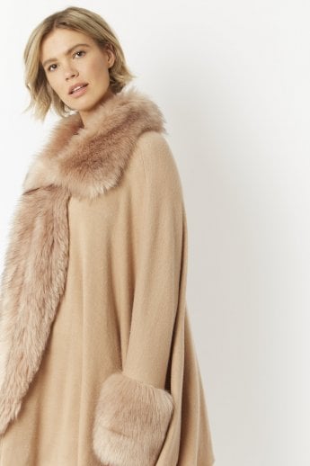 JAYLEY Mocha Luxury Faux Fur Fine Knitted Coat