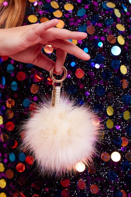 JAYLEY Mocha Luxury Faux Fur Pom Bag Charms