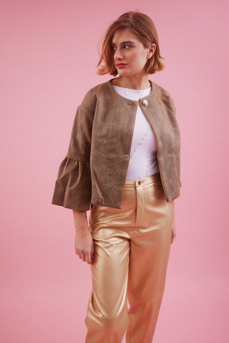 JAYLEY Mocha Luxury Faux Suede Jacket