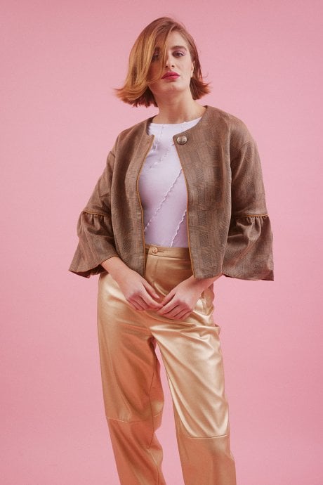 JAYLEY Mocha Luxury Faux Suede Jacket