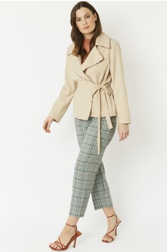 JAYLEY Mocha Silk Blend Cropped Trench