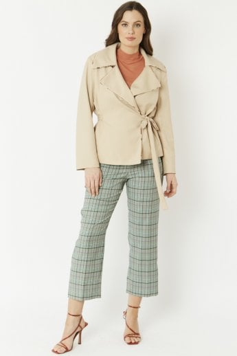 JAYLEY Mocha Silk Blend Cropped Trench