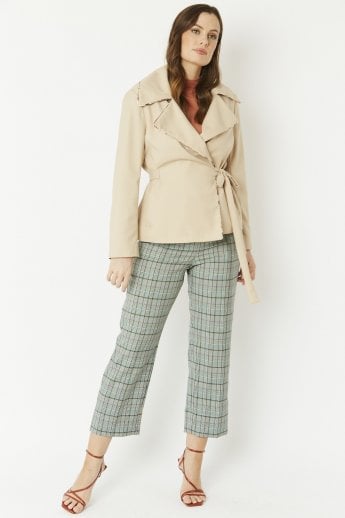 JAYLEY Mocha Silk Blend Cropped Trench