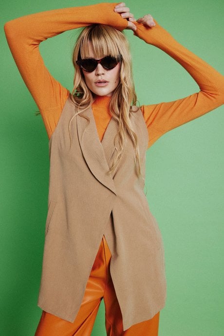 JAYLEY Mocha Silk Blend Gilet | Waistcoat