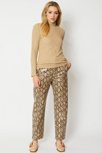JAYLEY Mocha Silk Blend High Neck Sarah Top