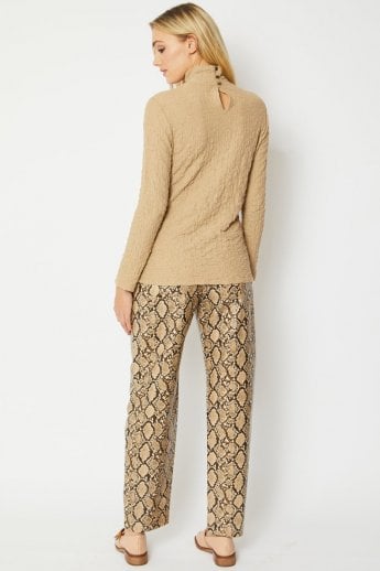 JAYLEY Mocha Silk Blend High Neck Sarah Top