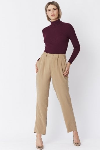 JAYLEY Mocha Silk Blend Trousers