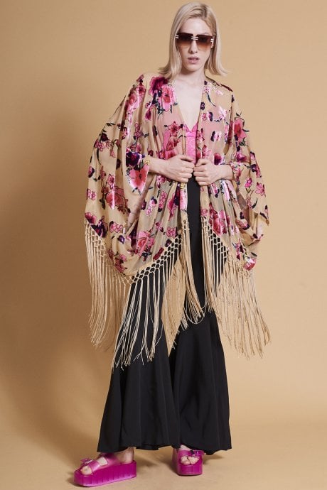 JAYLEY Mocha Silk Devore Kimono