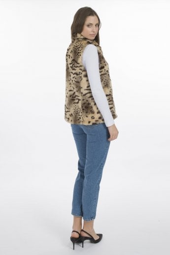 JAYLEY Mocha Striped Faux Fur Gilet | Waistcoat