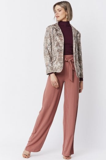 JAYLEY Mocha Suedette Snakeskin Effect Jacket