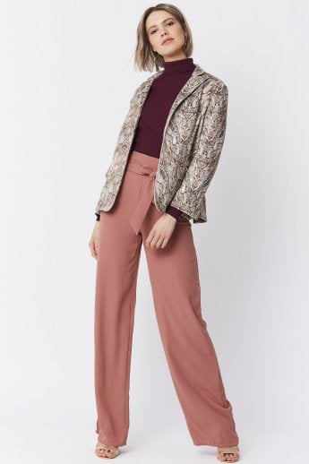 JAYLEY Mocha Suedette Snakeskin Effect Jacket
