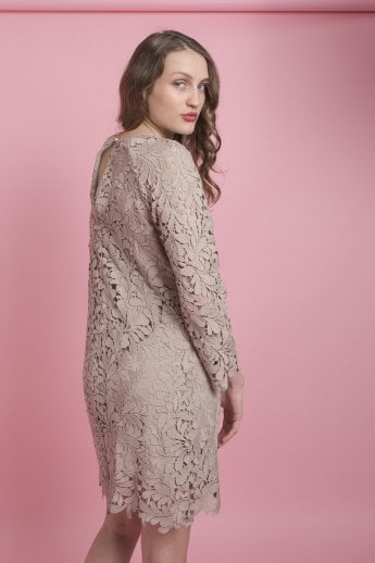 JAYLEY Mocha Vintage Inspired Lace Dress