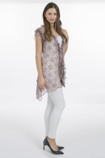 JAYLEY Mocha Vintage Lace Gilet | Waistcoat