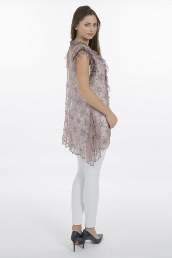 JAYLEY Mocha Vintage Lace Gilet | Waistcoat