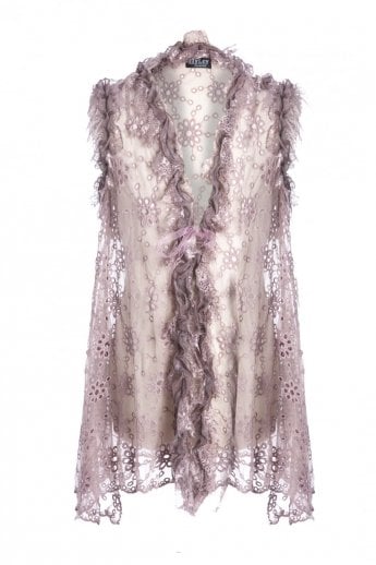 JAYLEY Mocha Vintage Lace Gilet | Waistcoat