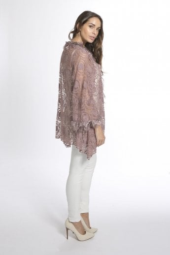 JAYLEY Mocha Vintage Lace Jacket
