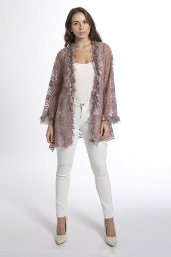 JAYLEY Mocha Vintage Lace Jacket