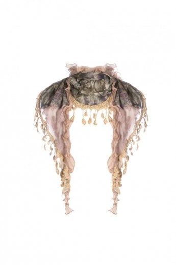 JAYLEY Mocha Vintage Rose Silk Scarf