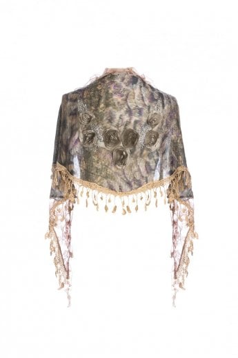 JAYLEY Mocha Vintage Rose Silk Scarf