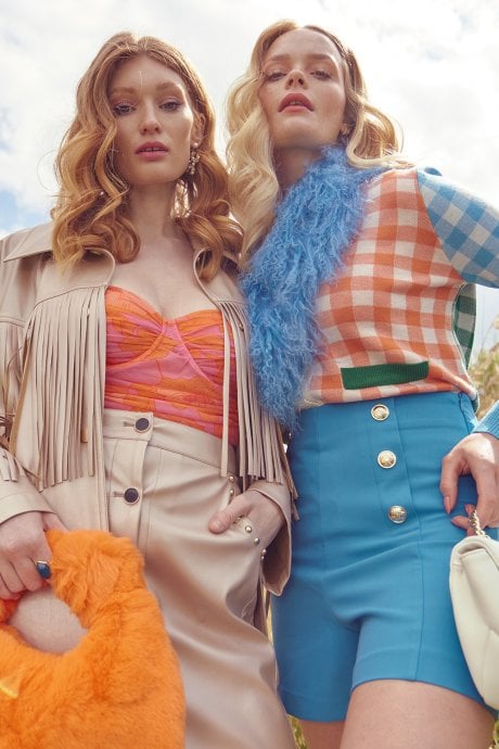 JAYLEY Mongolian Fur Collar In Blue