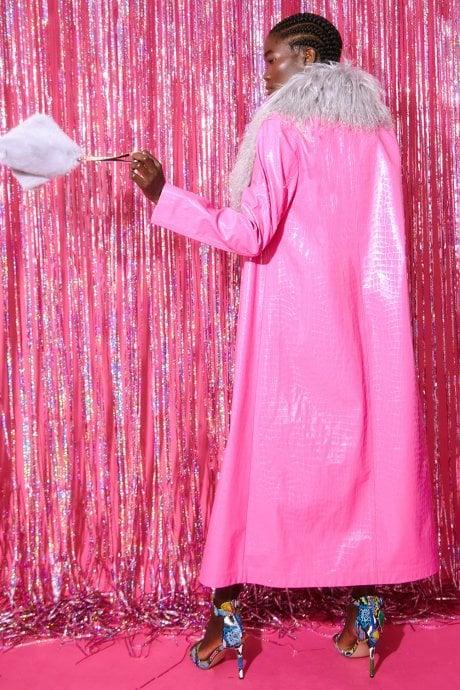 JAYLEY Mongolian Fur Collar In Grey